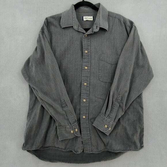 Oleg Cassini Other - Oleg Cassini Shirt Mens Large Gray Charcoal Casual Retro Button Down Classic